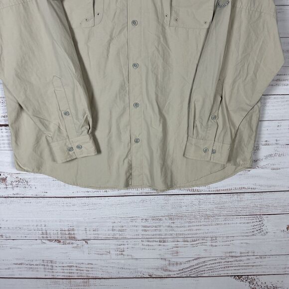 Columbia PFG Vented Shirt Mens Button Down Fishing XL Relaxed Beige Nylon - Picture 5 of 11